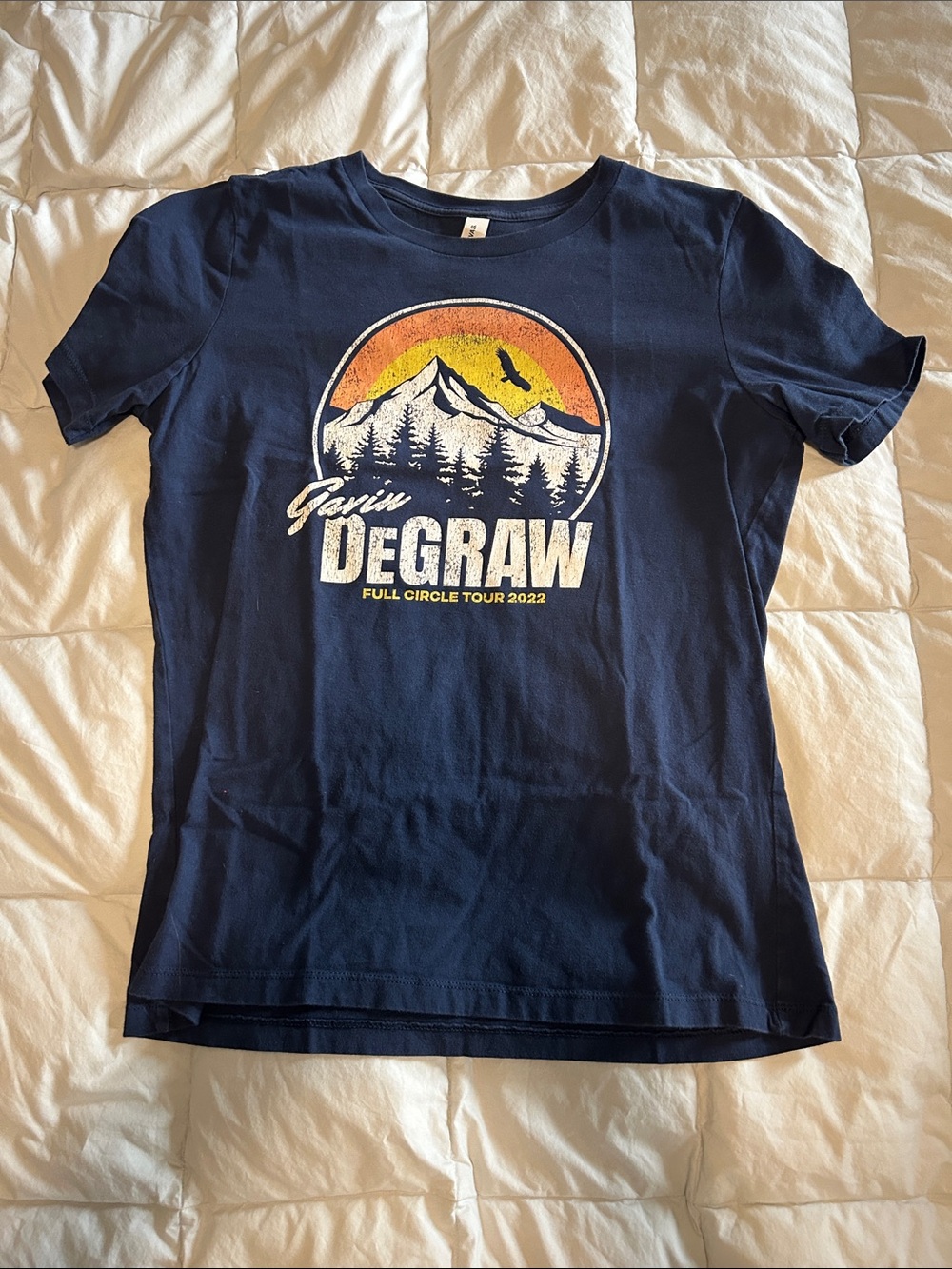 Bella Canvas Navy Tee with Orange and Yellow Sunset Graphic